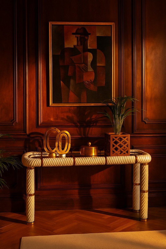 Image 1 of Console en porcelaine et laiton de Tommaso Barbi, 1970