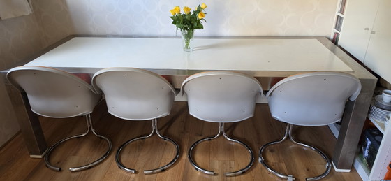 6 Sedie a Guscio Design Vintage - Tias Eckhoff – Smithco Line A/S, Sedie da pranzo, Plastic, Textile (photo 8 of 8)