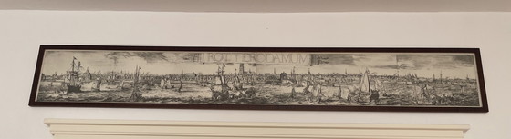 Image 1 of Rotterdam, beautiful reproduction in a mahogany frame