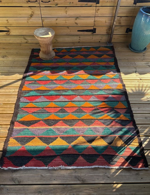 Multicolored handmade kilim rug. Turkey, 1970s