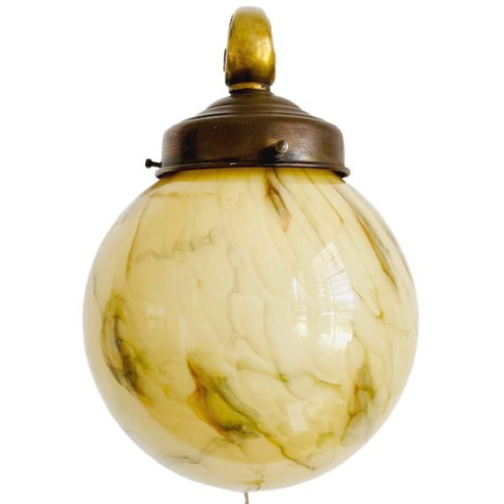 Image 1 of Lampada da parete Art Déco in ottone opalino, anni '30