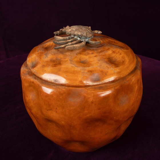 Aldo Tura gesneden perenhouten doos met deksel en bronzen krab 1940 – Schalen (photo 10 of 20)