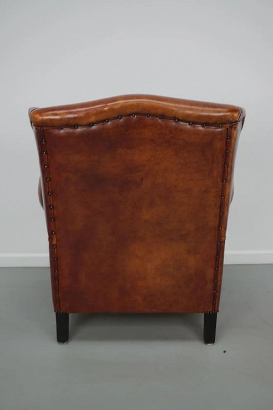Image 1 of Vintage Nederlandse clubfauteuil in cognackleurig leer