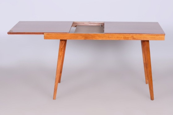 Original 20. Century Folding Table, Beech, Mahogany Veneer, Czech, 1960s – Dining tables, Wood (photo 8 of 15)