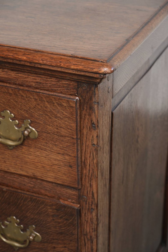 Image 1 of Beautiful, large, and functional 18th-century antique English oak sideboard/English low dresser with its original fittings.