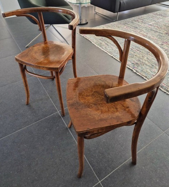 Image 1 of 6x zeer zeldzame Luterma eetkamerstoelen (1870-1920)