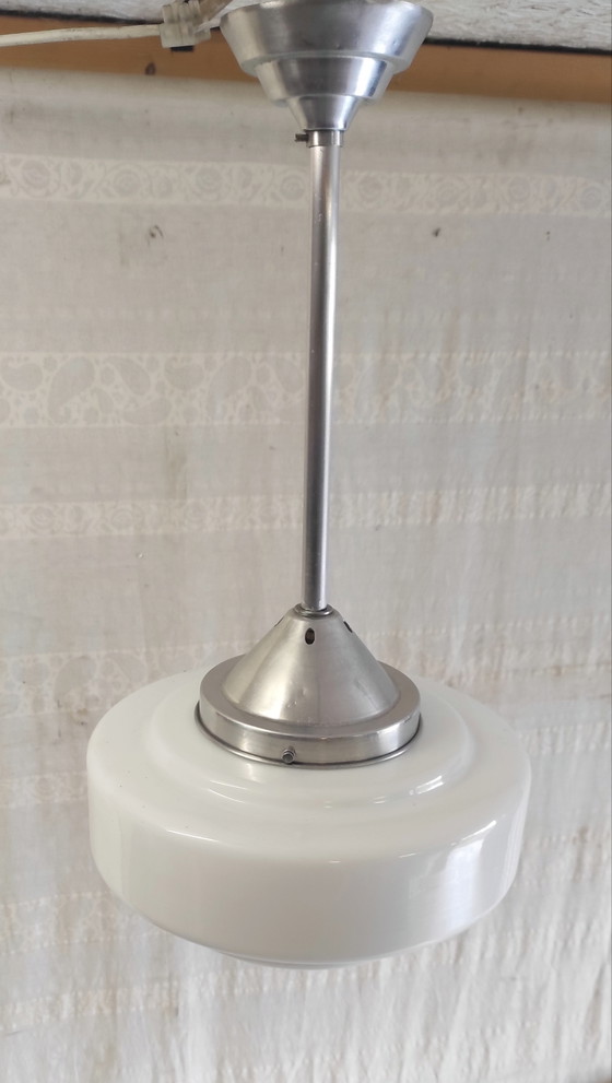 Image 1 of Suspension Art-déco globe opaline XL - mid. XXeme