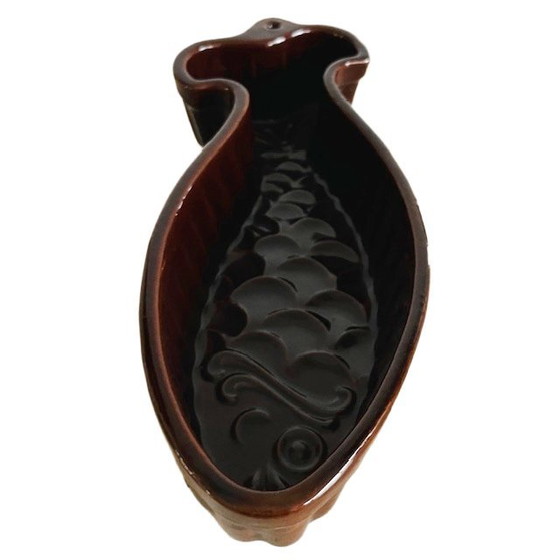 Image 1 of Piatto vintage a forma di pesce Scheurich Cerabac, ceramica della Germania occidentale, smalto marrone, anni '70