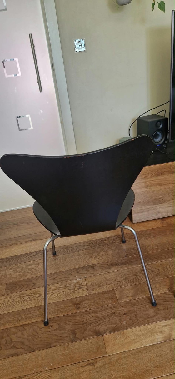 4 Vintage Fritz Hansen Designstoelen – Denemarken 1966 – Eetkamerstoelen, Wood (photo 7 of 12)