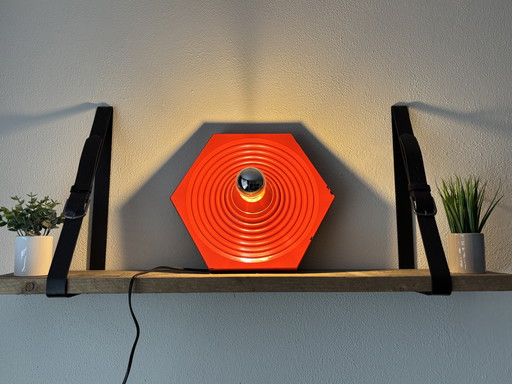 Lampada da parete vintage rossa GDR dal design spaziale VEB Leuchtenbau