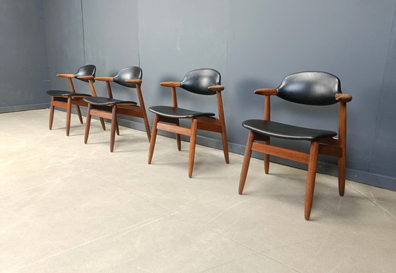 Image 1 of Vintage Cowhorn Dining Chairs by Tijsseling Meubelfabriek, Hulmefa, 1960s, Set of 4