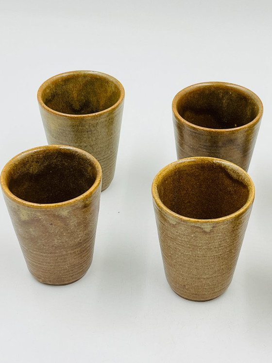 Image 1 of Lot de six gobelets en grès Digoin vintage