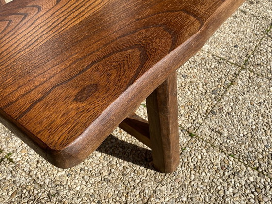 Image 1 of Pair of elm benches for a rustic brutalist farmhouse table, 1950s