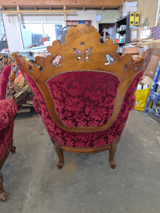 2 Baroque Throne Armchairs – Velvet, Wood (photo 6 of 10)
