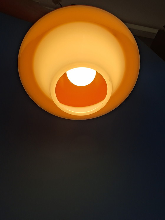 Image 1 of Orange vintage space age massive mushroom pendant lamp