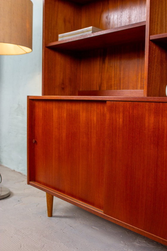 Image 1 of Vintage teakhouten hoge boekenkast, dressoir, ladekast, midden 20e eeuw