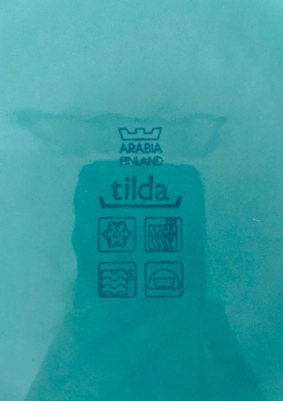 Image 1 of Bol Arabia Tilda Finland turquoise vintage milieu du siècle, bol à salade, bol de service, bol en porcelaine