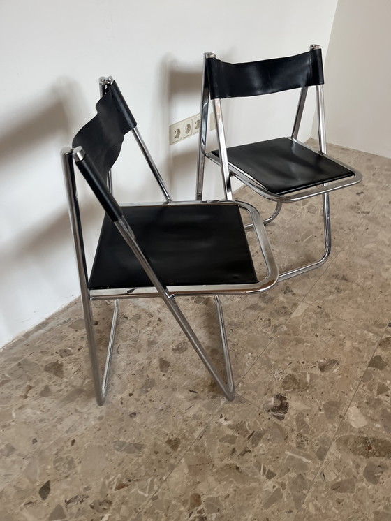 Image 1 of Originele Arrben Tamara klapstoelen met zwart leer