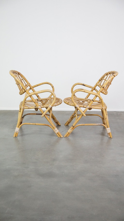 4 X Rotan Dining/ Lounge Chair Met Armleuningen