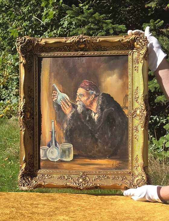 Dipinto a olio vintage di alchimista di metà secolo – Dipinti e disegni, Tela (photo 4 of 16)