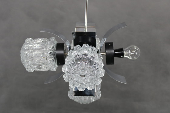 Image 1 of Lámpara de araña de cristal de la década de 1970, Checoslovaquia