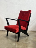 Fauteuil vintage, noir et rouge, années 1950, Pays-Bas