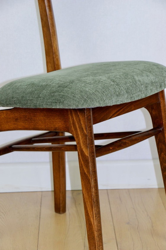 Image 1 of Vintage Hałas stoel groen - houten rugleuning
