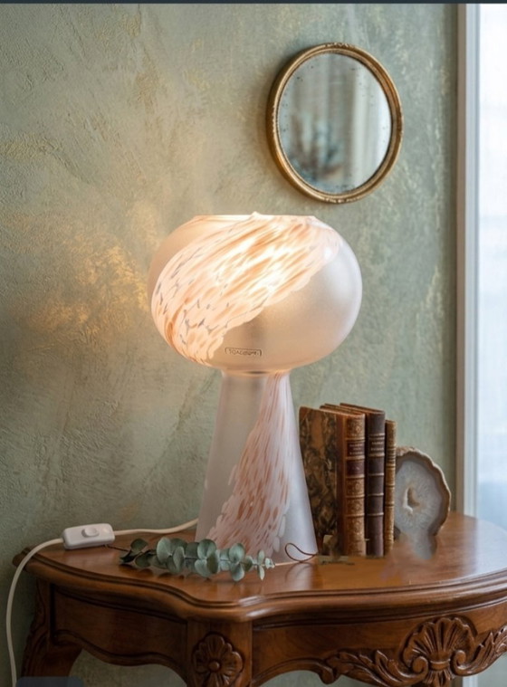 Image 1 of MURANO Vintage Pink Swirl Glass Table Lamp - Mid-Century - Made in Italy - Perfect