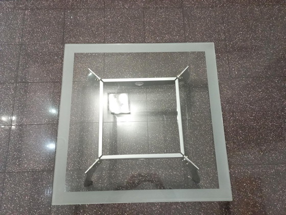 Image 1 of Glass corner table, 80 x 80 cm with sandblasted edge.