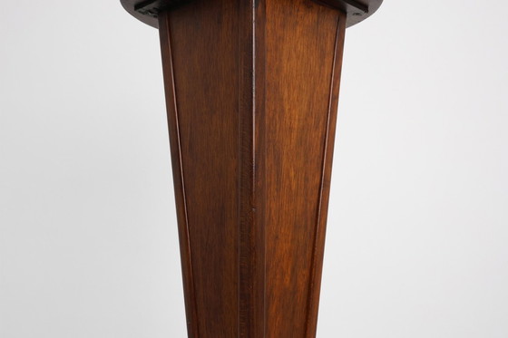 Image 1 of Mesa auxiliar redonda Art Déco de roble, Francia, años 30