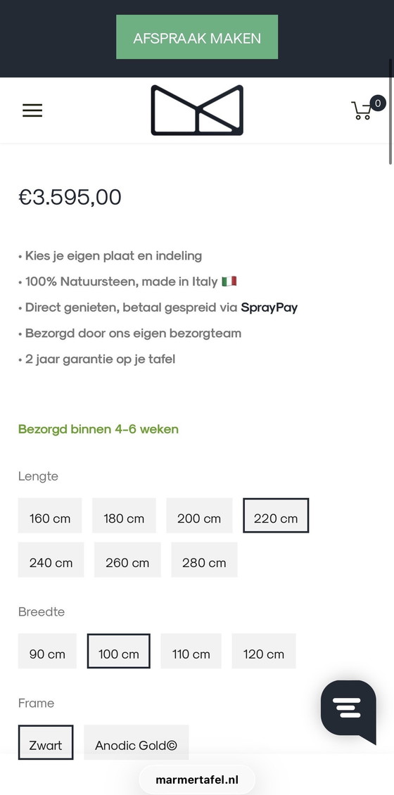 Image 1 of Luxe Marmeren Eettafel 220x100cm - Modern Design