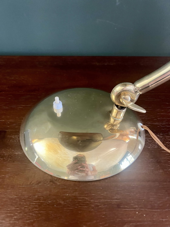 Image 1 of E. Hillebrand Bauhaus desk lamp model 7164, ca. 1930s. High-gloss polished brass.
