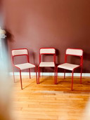 3 Danish red chairs