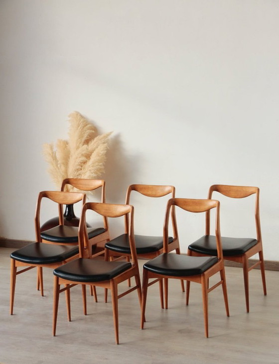 Image 1 of Set of 6 Vintage Scandinavian Teak Chairs – 1960s