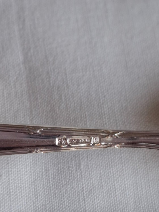 Image 1 of 6 petites cuillères argentées Christofle Alfénide filets croisés 