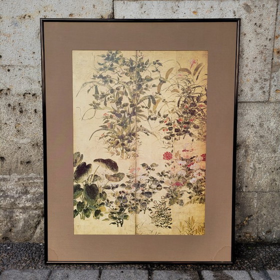 Image 1 of Afdruk op papier, fragment van “Zomer- en herfstbloemen”, Tawaraya Sōtatsu, Rimpa-school, jaren 90 - Japan