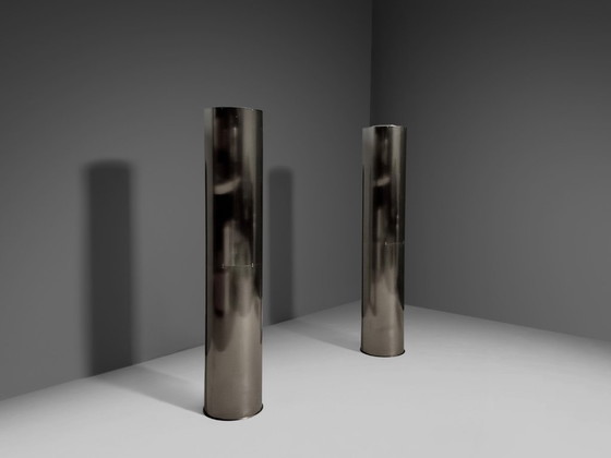 Image 1 of Monumentali lampade da terra in acciaio inossidabile di Targetti – Italia, anni '70