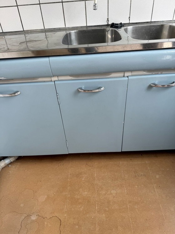 Image 1 of Vintage jaren 50 keuken – pastelblauw/rvs – American 