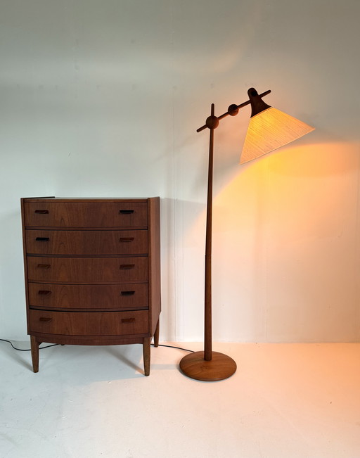 Vintage teakhouten vloerlamp, Dyrlund ‘80