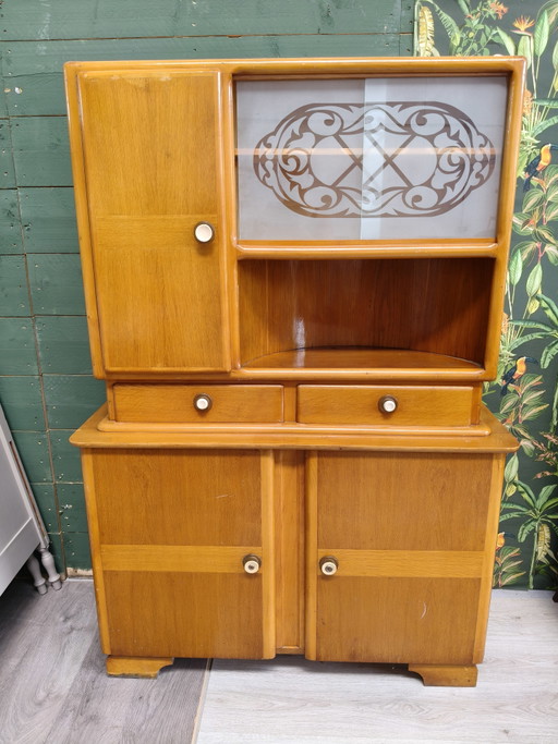 Buffetschrank im Vintage-Art-Deco-Stil – buffetkasten, Glass, Wood (photo 2 of 12)