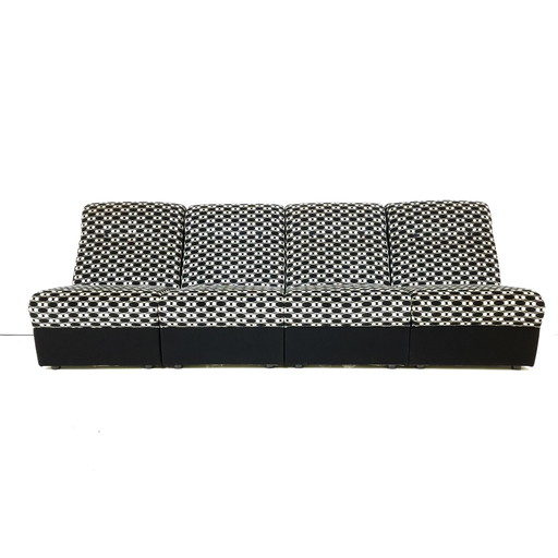 Vintage modulaire bank 4 delig mid century modern design zwart wit
