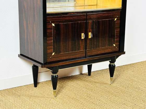 Image 1 of Art Deco vitrinekast van Macassar ebbenhout, 1940