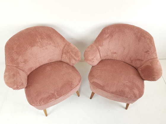 Image 1 of 2 Rosa Cocktail Stühle | Neu gepolstert Rippe Artifort