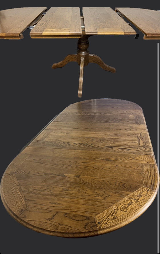 Image 1 of 4 Bannink Art Nouveau oak extendable dining tables