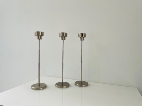 Image 1 of Set di 3 candelieri regolabili in acciaio inox
