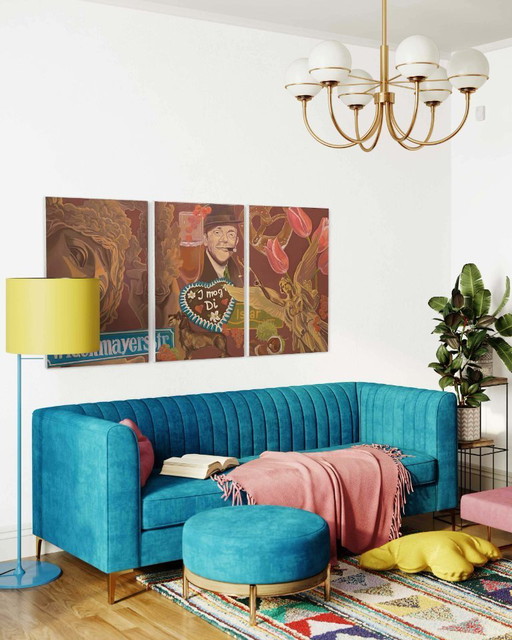 Minga, huile sur toile, 180 x 90 cm, triptyque