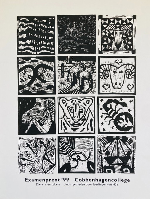 Constellations Vintage Linocut - 1999