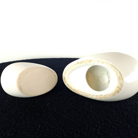 Image 1 of Set di cigni astratti vintage in ceramica bianca degli anni '60/'70
