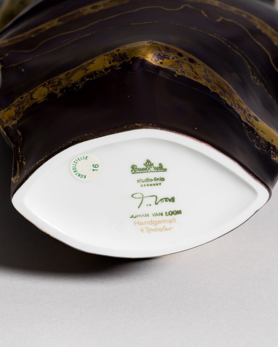 Image 1 of Porcelain Vase Duo by Johan van Loon × Helmut Drexler for Rosenthal Studio Linie Hand-painted Eosin-glazed 