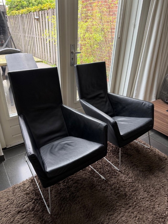 2 Sillones De Cuero Negro De Label Don – Leather, Metal (photo 5 of 6)